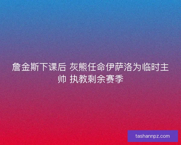 詹金斯下课后 灰熊任命伊萨洛为临时主帅 执教剩余赛季
