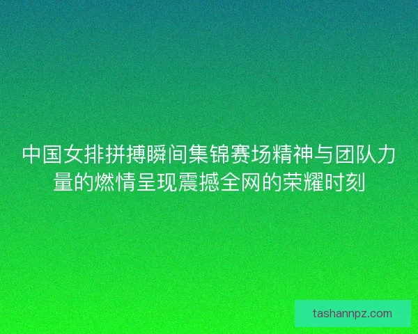 中国女排拼搏瞬间集锦赛场精神与团队力量的燃情呈现震撼全网的荣耀时刻