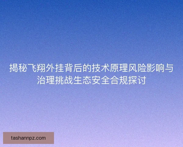 揭秘飞翔外挂背后的技术原理风险影响与治理挑战生态安全合规探讨