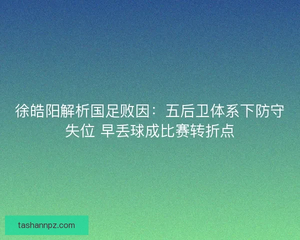 徐皓阳解析国足败因：五后卫体系下防守失位 早丢球成比赛转折点