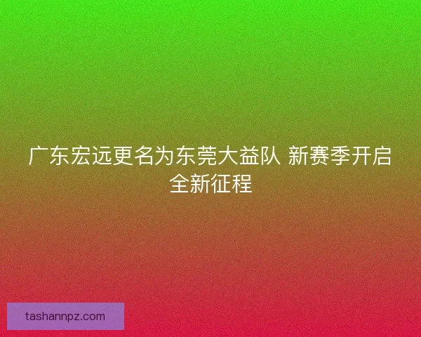 广东宏远更名为东莞大益队 新赛季开启全新征程