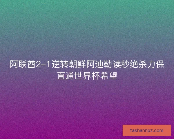 阿联酋2-1逆转朝鲜阿迪勒读秒绝杀力保直通世界杯希望